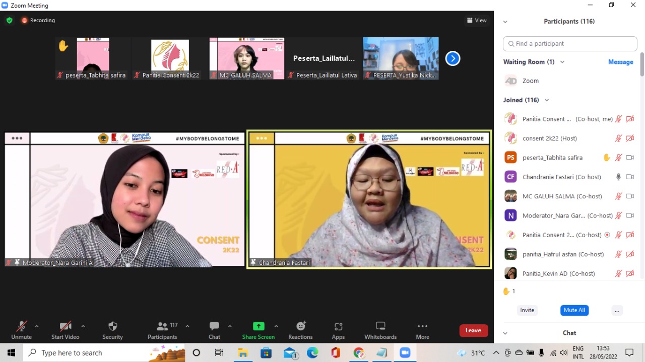 Webinar Online Consent 2022: My Body Belongs To Me oleh Kelompok MICE Mahasiswa UNTAG