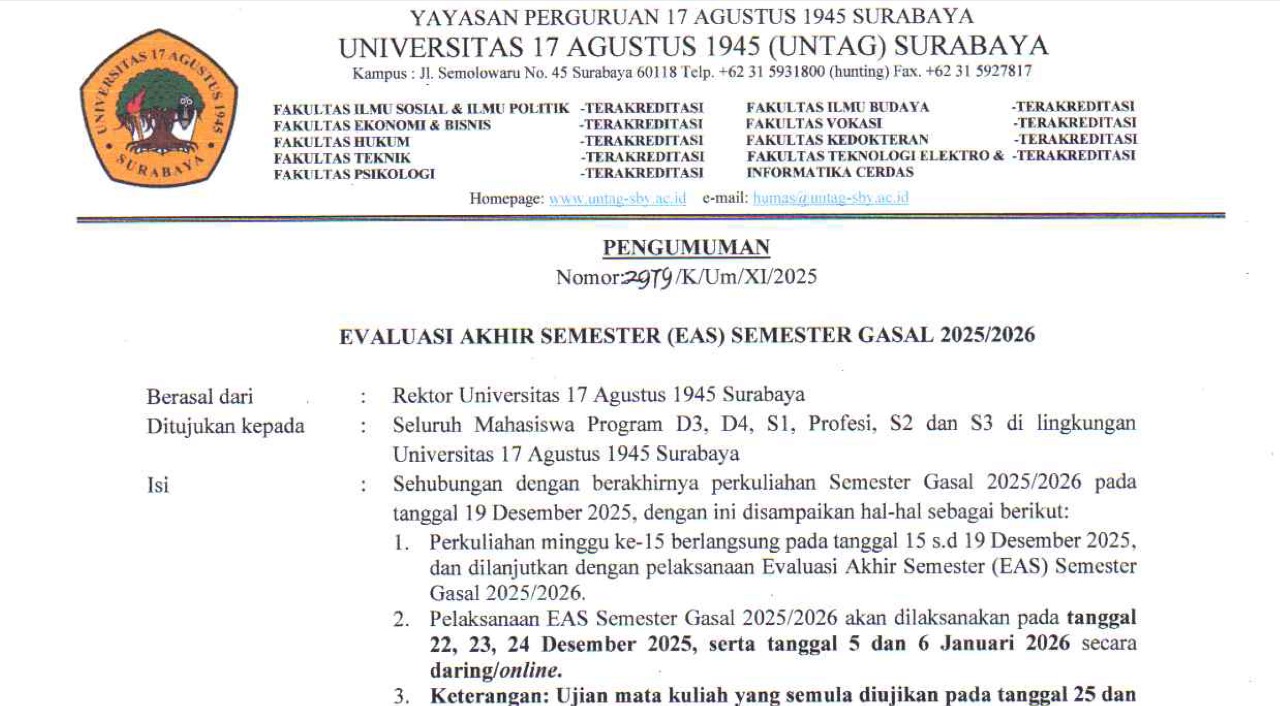 Edaran EAS Gasal 2025/2026