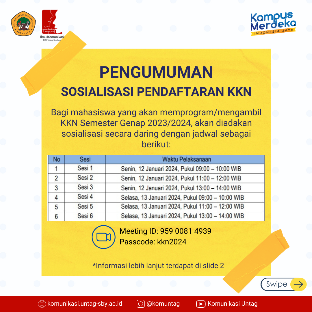 Sosialisasi Pendaftaran KKN Periode Semester Genap 2023/2024