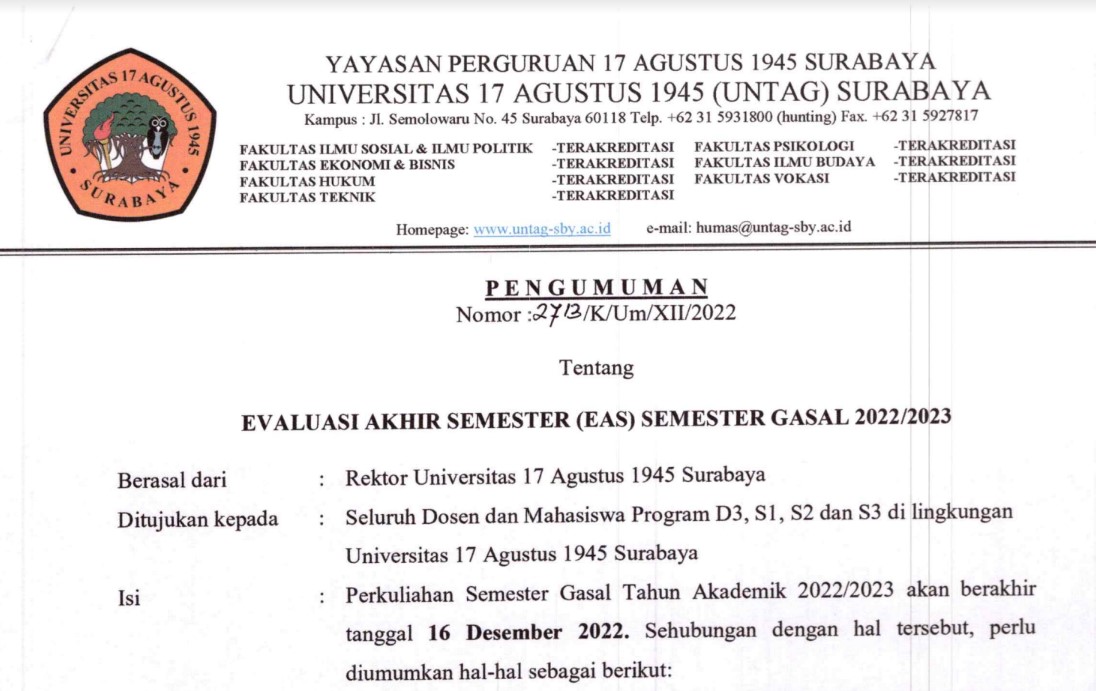 Pengumuman EAS Gasal 2022-2023