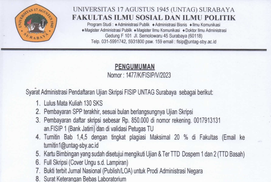 PENGUMUMAN SIDANG SKRIPSI (GENAP 2022-2023)