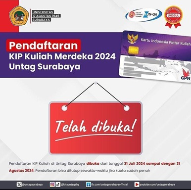 UNTAG Surabaya Membuka Pendaftaran KIP Kuliah Merdeka 2024