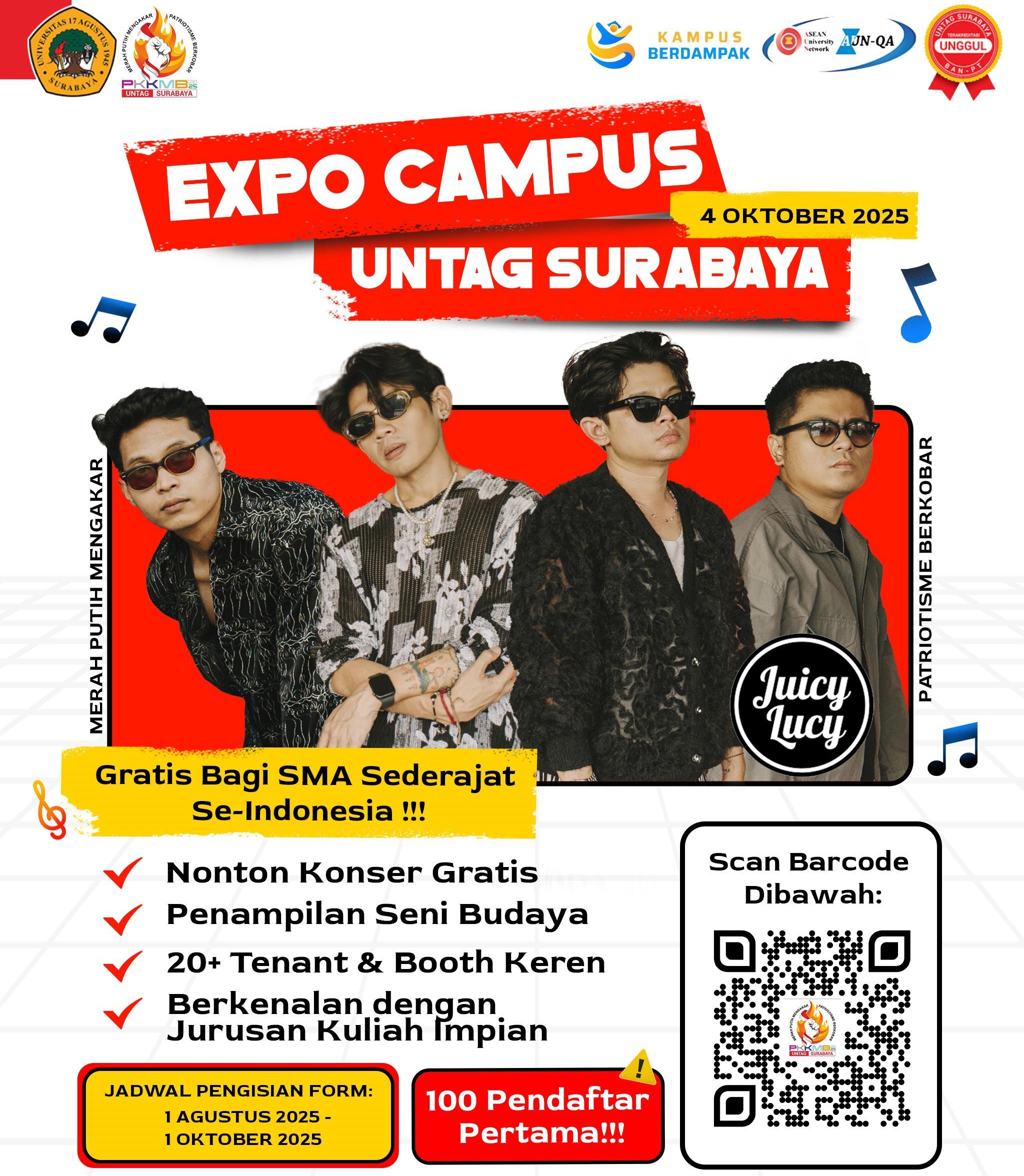 Konser Gratis dan Nyanyi Bareng di Kampus Merah Putih, Untag Surabaya