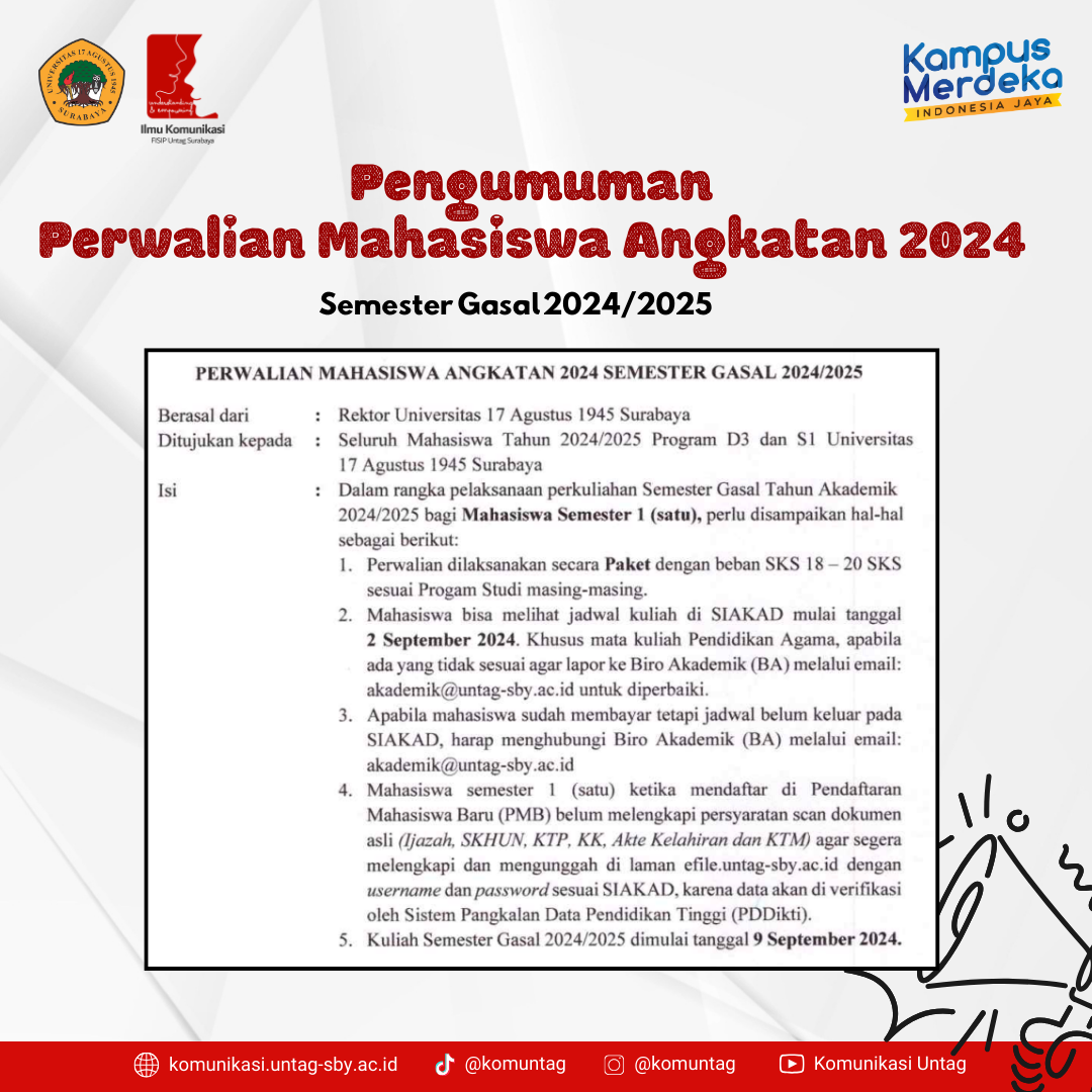 Pengumuman Perwalian Mahasiswa Angkatan 2024 Semester Gasal 2024/2025